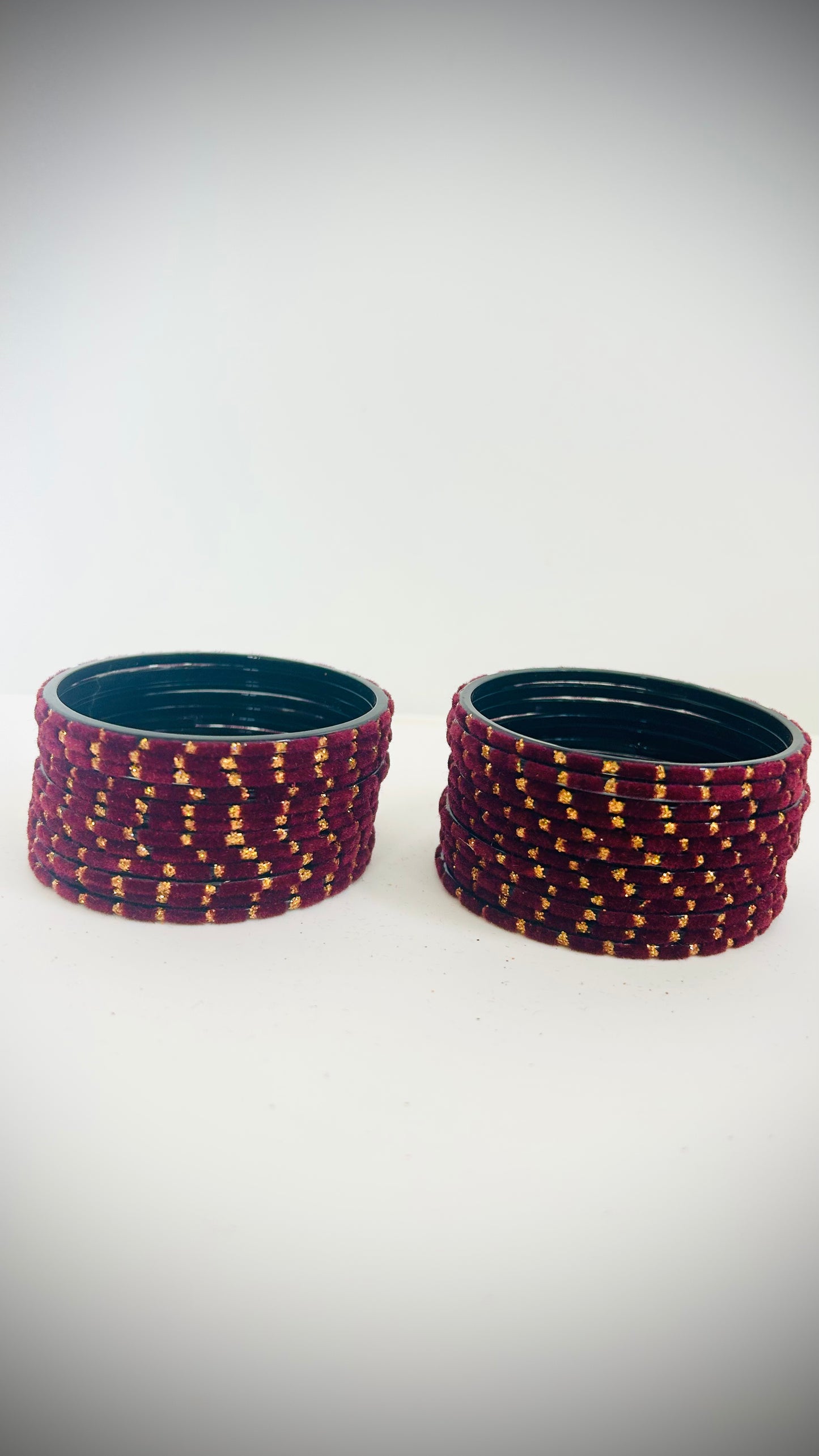24 Purple-velvet bangles with gold patterns
