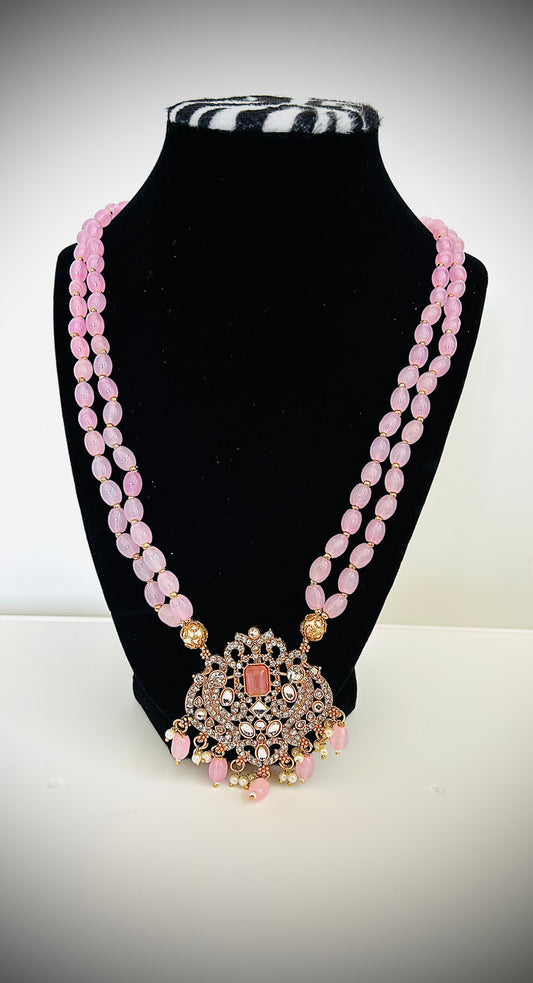 Blush Pink Beaded Statement Necklace