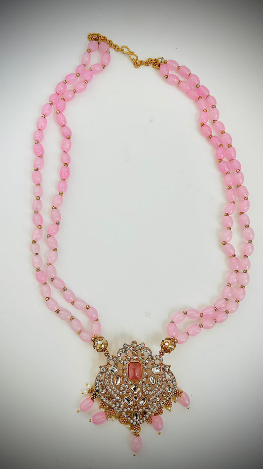 Blush Pink Beaded Statement Necklace