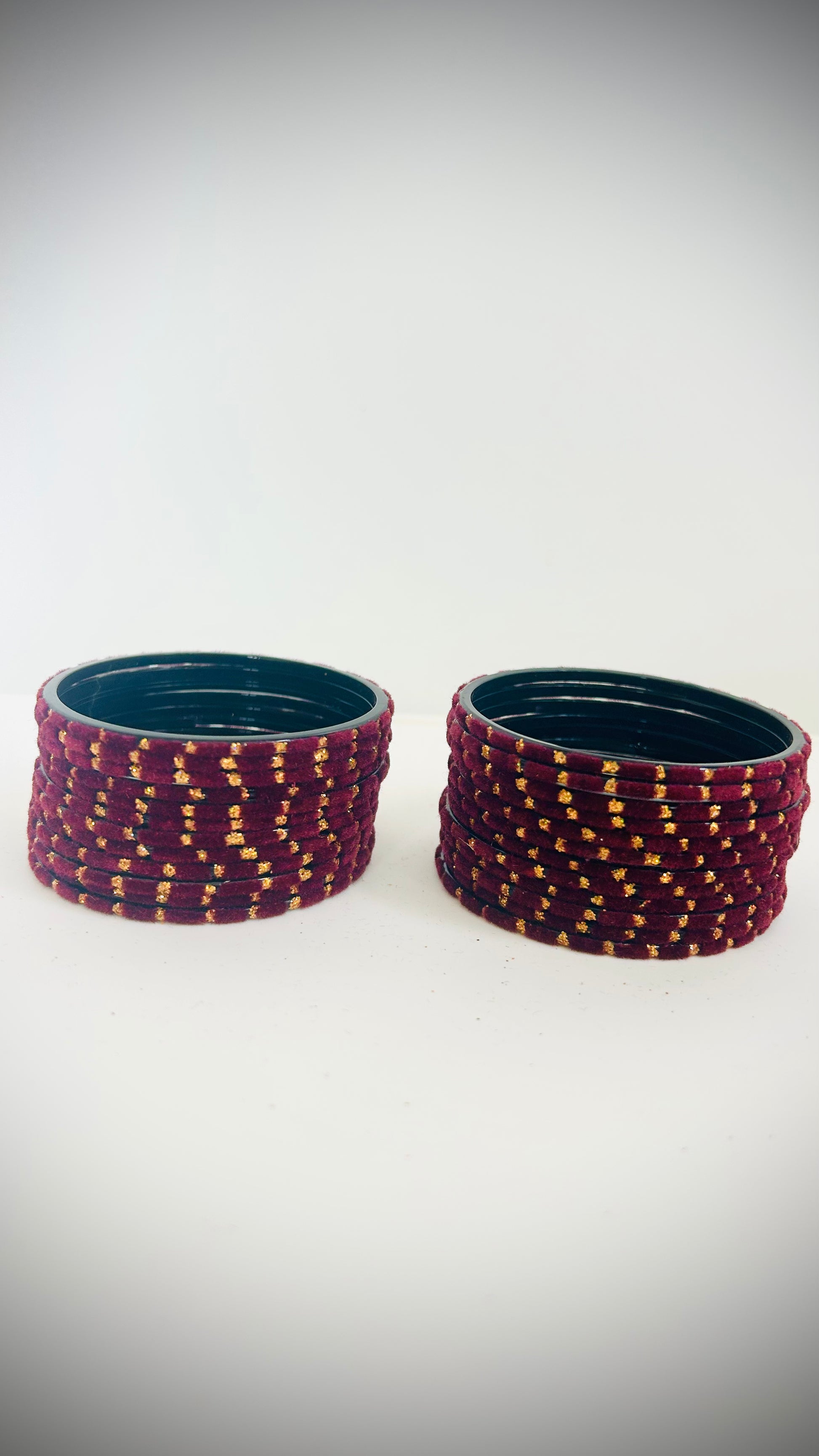 24 Purple-velvet bangles with gold patterns