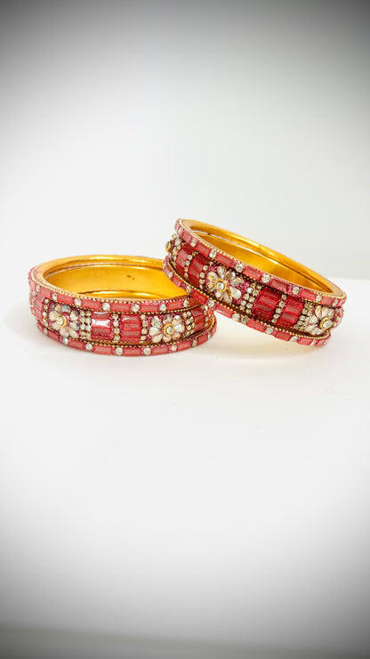 Set of 6 red-gold bangles