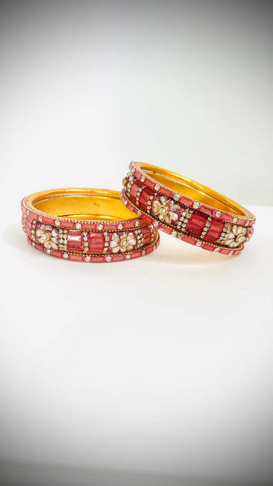 Set of 6 red-gold bangles